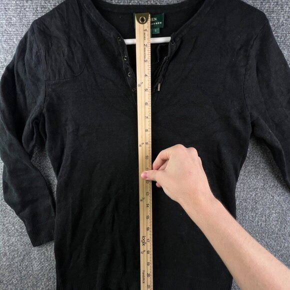 Lauren Ralph Lauren Women’s Sweater Linen Nylon Blend Small Dark Gray Pullover - Picture 2 of 11